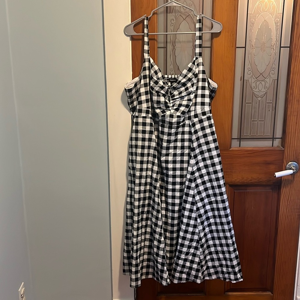 Torrid midi poplin fit and flare dress